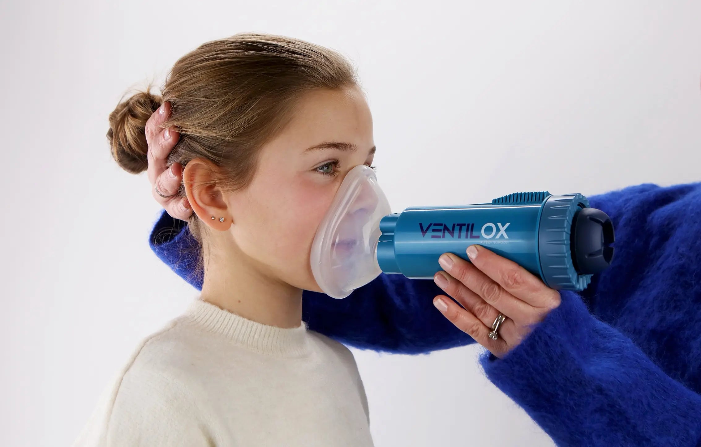Child with Ventilox anti-choking mask